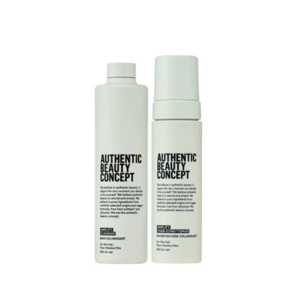 Authentic Beauty Concept cleanser en foam conditioner set.
