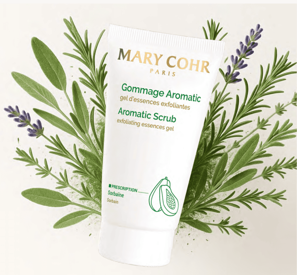 Mary Cohr Aromatic Scrub met natuurlijke kruiden en plantenextracten.