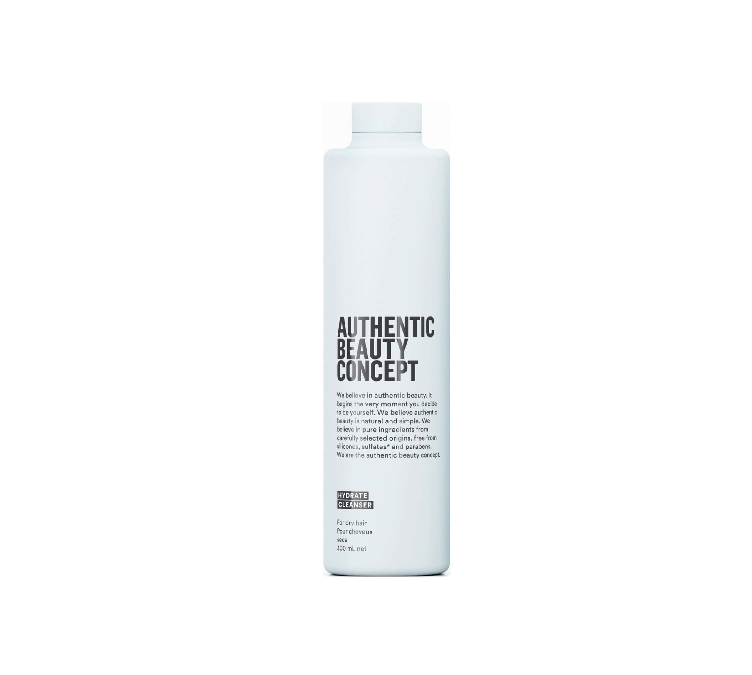 Authentic Beauty Concept Hydrate shampoo fles met witte achtergrond.